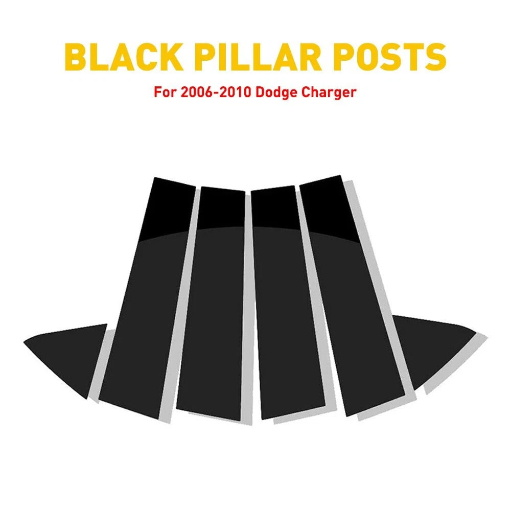 Glossy Black Pillar Posts Door Window Trim Cover for Dodge Charger (2006–2010)