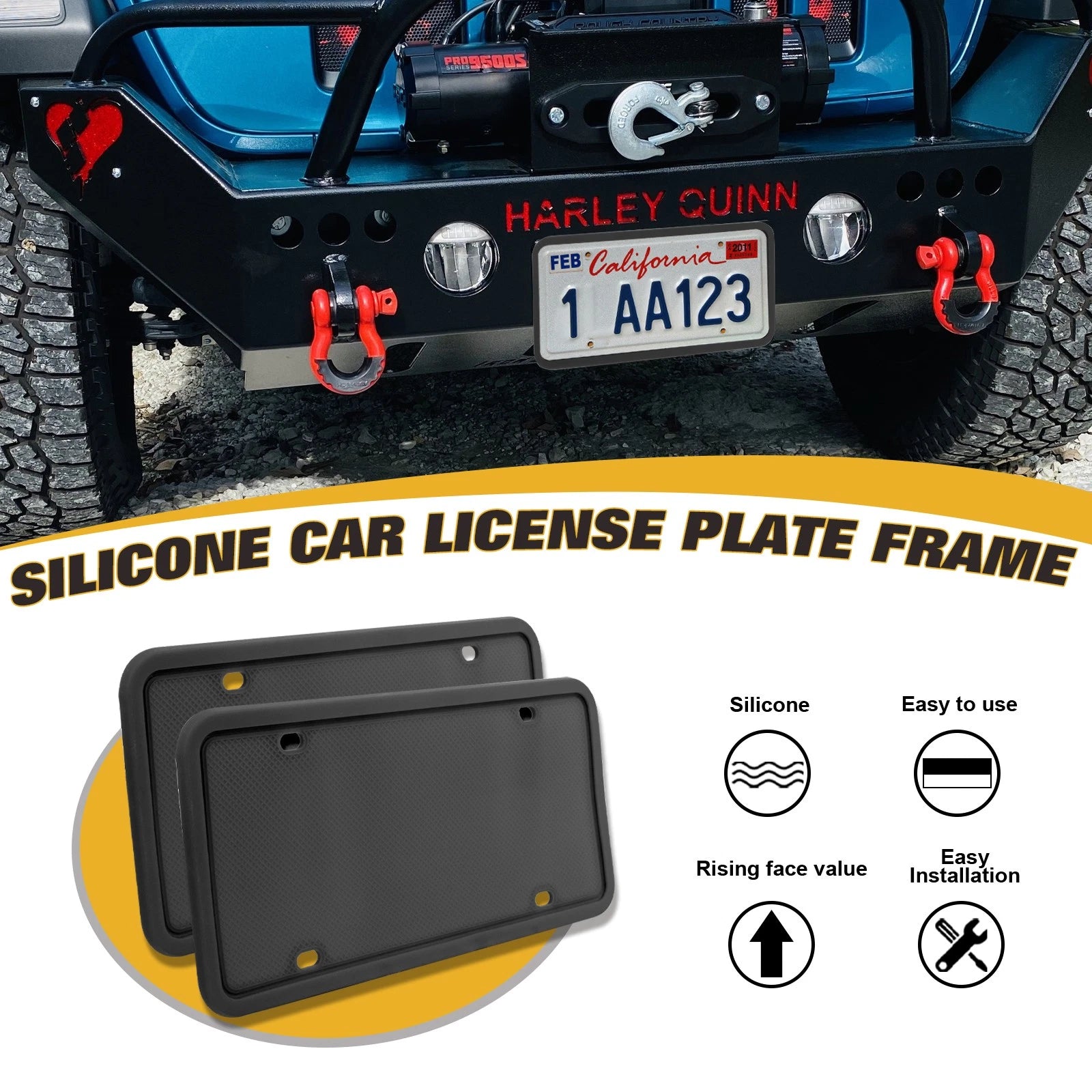 2-Pack Silicone License Plate Frame for Ford Model (2012-2024)