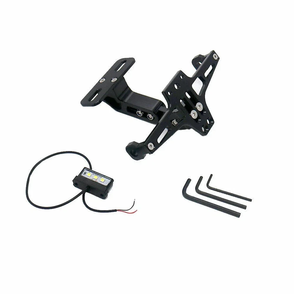Black Tail Tidy Fender Eliminator License Plate Holder w/ LED Light for Motorcycle