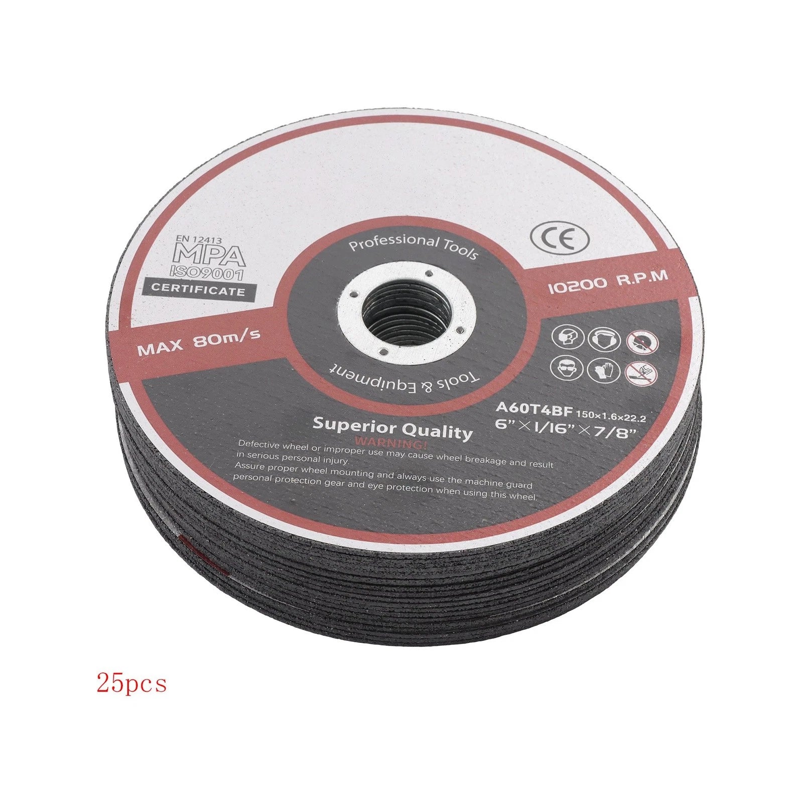 25 Pack Cut Off Wheels for Die Grinders 6"x1/16"x7/8"