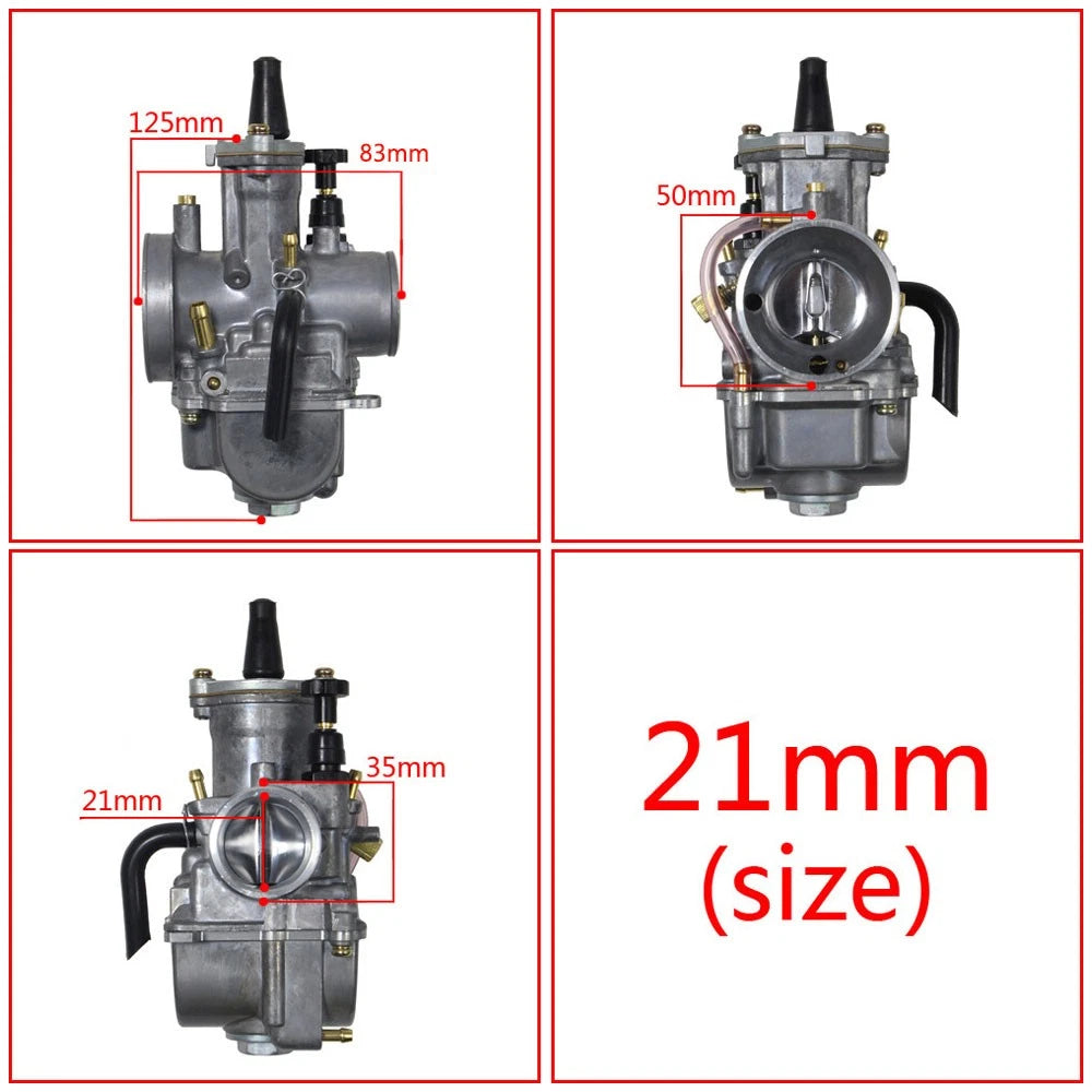21mm Carburetor with Power Jet for PWK21 Carb 50-100cc Engine (2/4 Stroke)