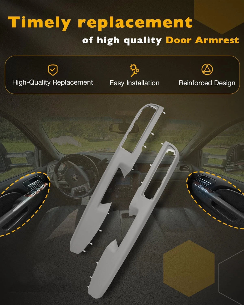 Armrest Repair Kit for Chevy Tahoe GMC Yukon XL (2010-2014) Gray