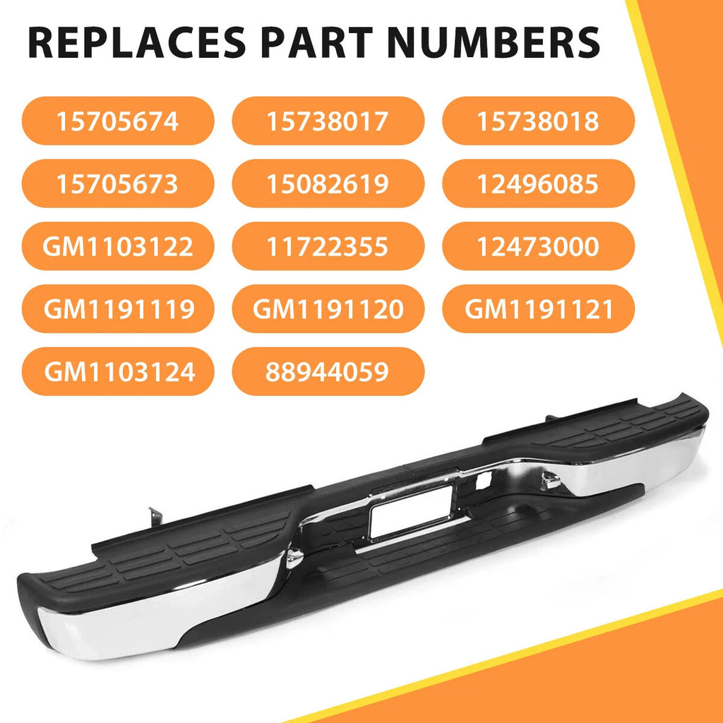Chrome Rear Bumper for Chevy Silverado GMC Sierra 1500 (1999–2007)