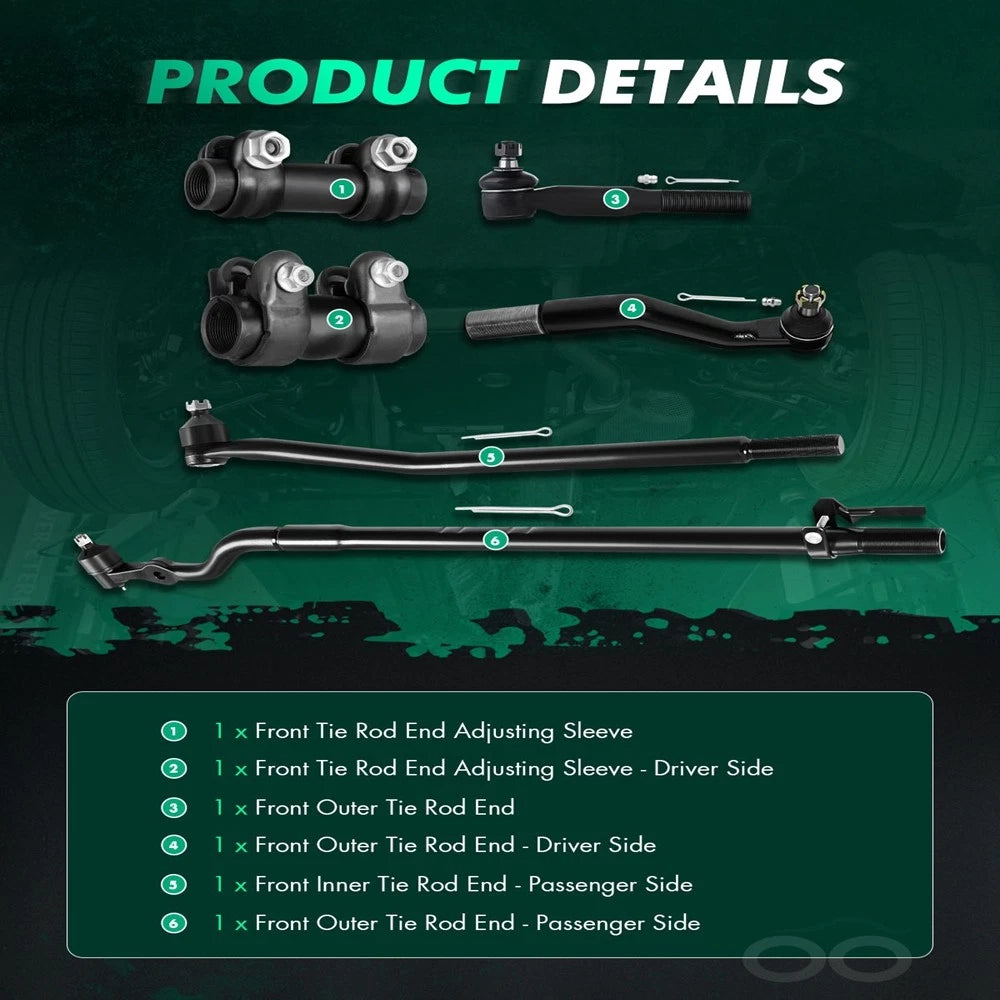 Set of 4 Steering Tie Rods for Ford F-250 F-350 (1999–2004)