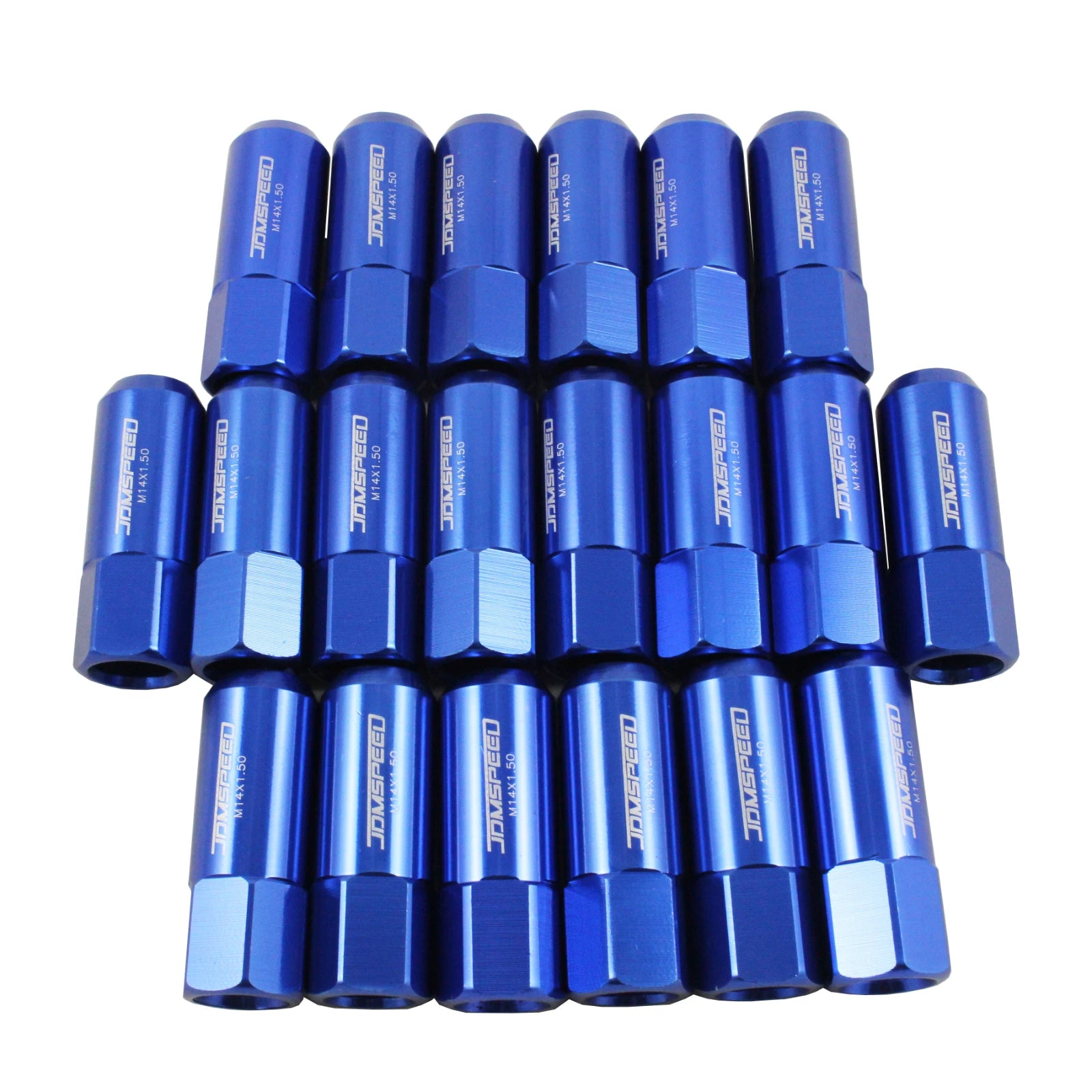 Set of 20 Blue Extended Forged Aluminum Tuner Racing Lug Nuts for JDM Vehicles