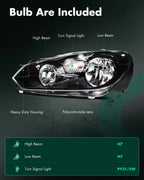 Headlight Assembly Pair for Volkswagen GTI Golf Jetta MK6 (2010–2014)