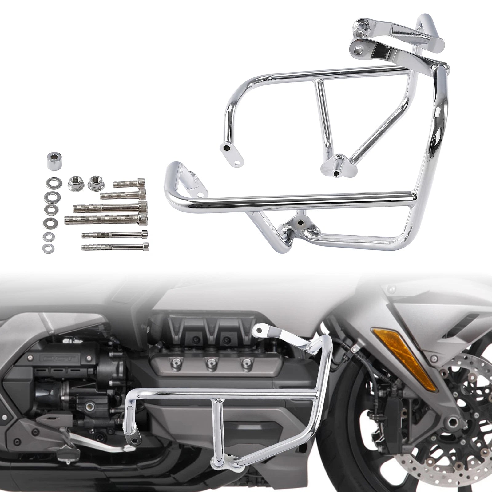 Chrome Engine Guards for Honda GL1800 Tour F6B (2018–2025)