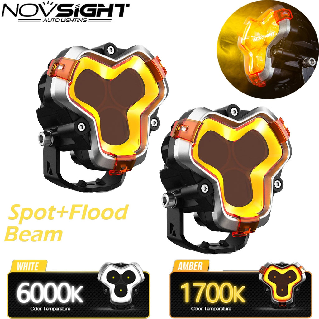 3" LED Work Pod Lights Spot Flood Combo Amber White for Chevrolet Ford F-150