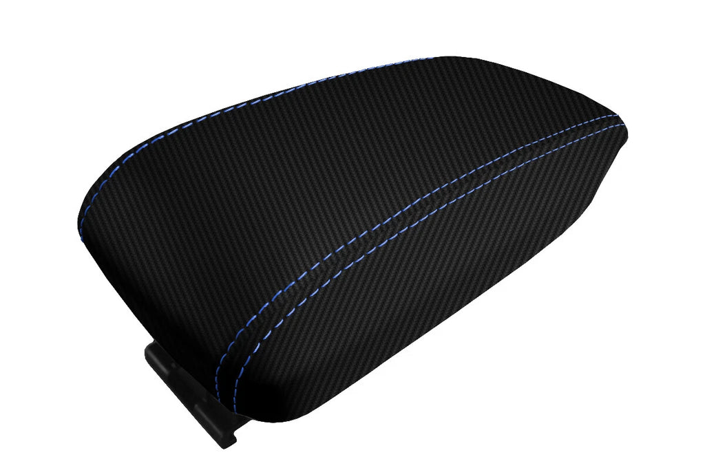 Carbon Fiber Console Lid Cover for Toyota Corolla (2014–2019) Blue Stitch