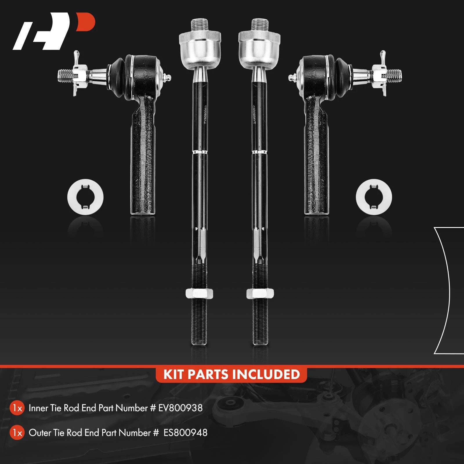 Set of 4 Inner & Outer Tie Rod Ends for Chevrolet Silverado 1500 (2014–2018)