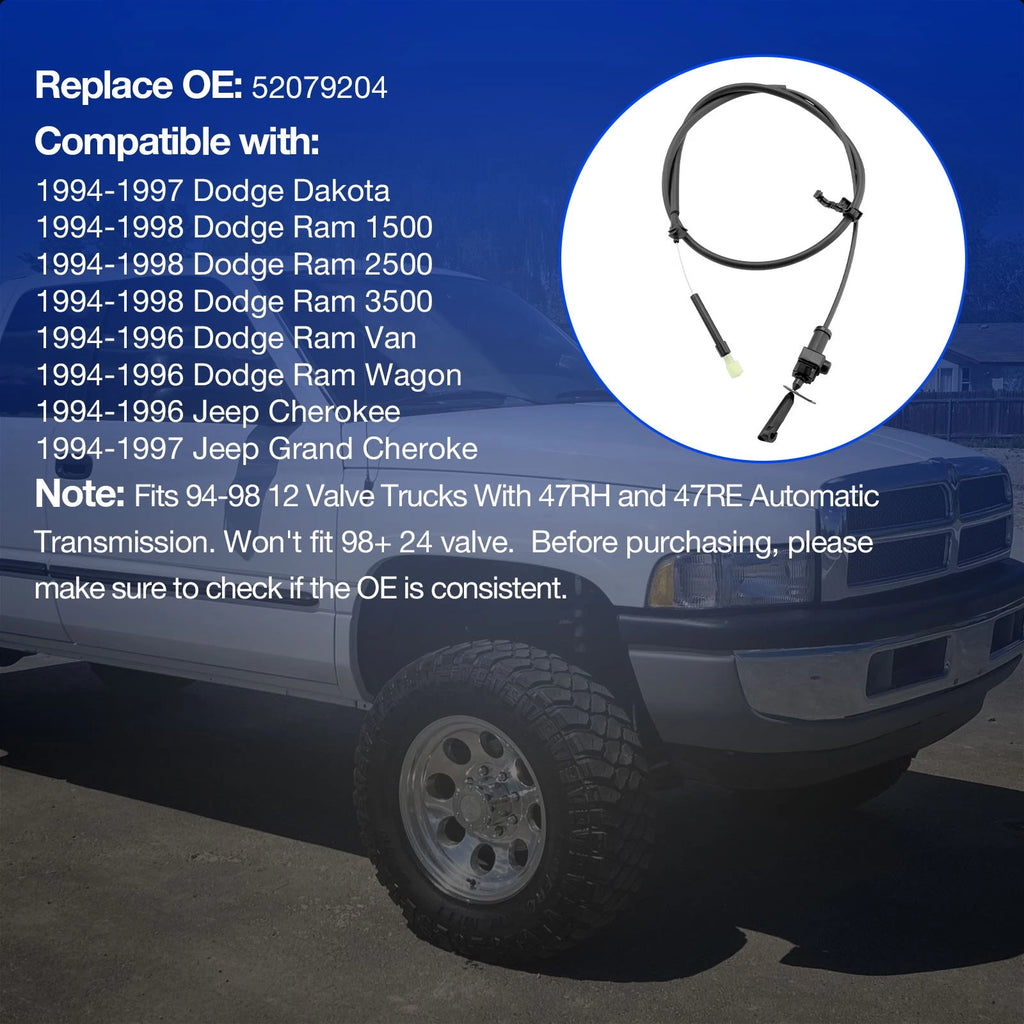 Transmission Kickdown Cable for Dodge Diesel Pickup (1994-1998)