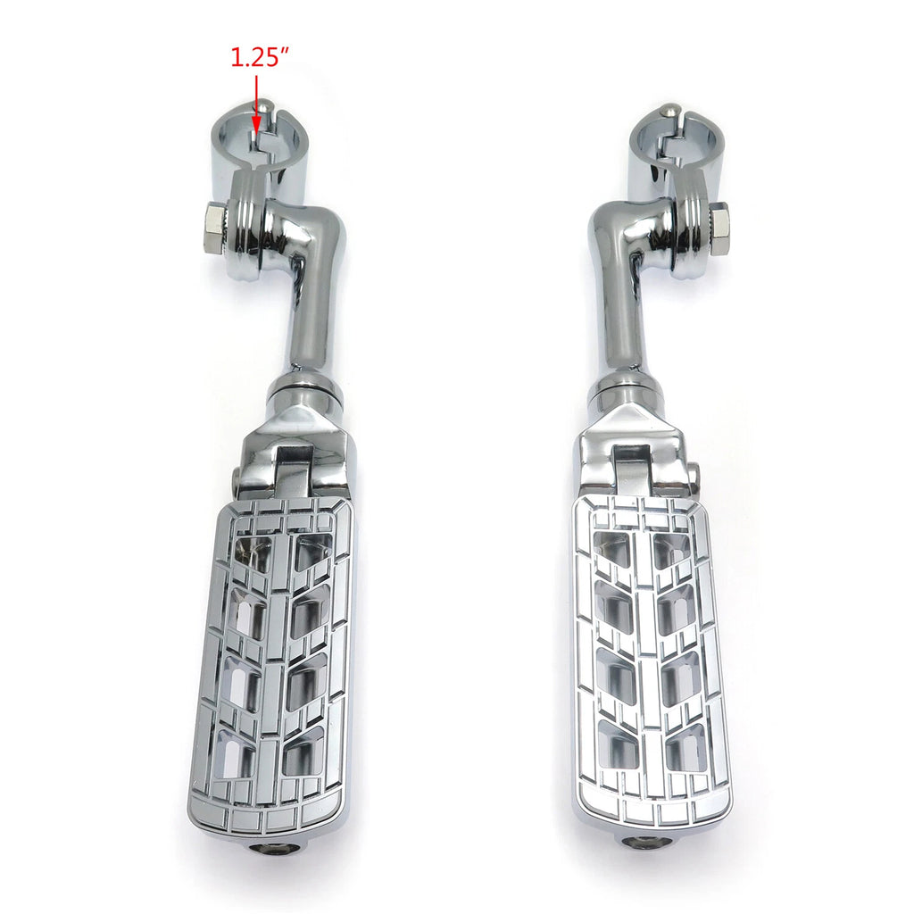 Chrome Dominator CNC FootPeg 1.25" w/ 4.5" Mounting Bracket for Harley Softail