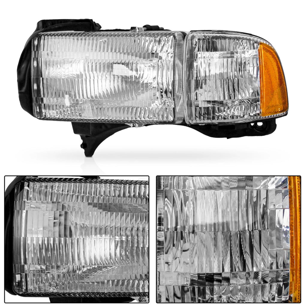 Pair Headlights for Dodge Ram 1500 2500 3500 (1994-2002)