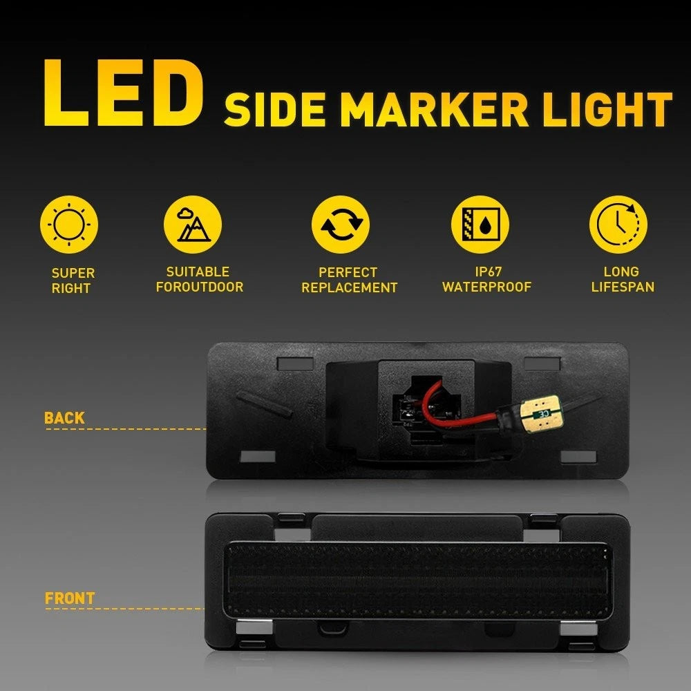 2X Smoked LED Front Side Marker Lights for Chevy Pontiac Camaro Firebird (1982–1992)