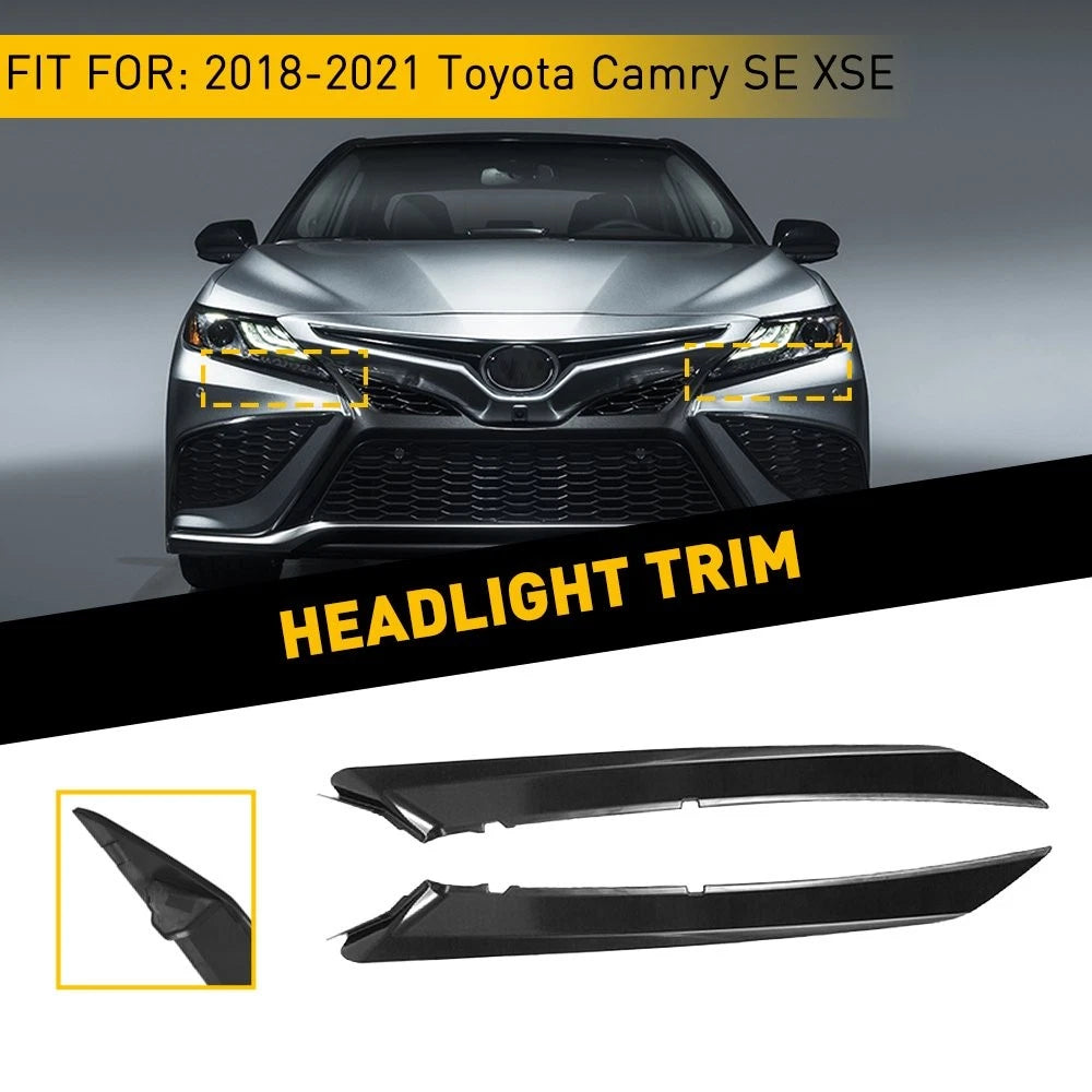 Pair Front Bumper Headlight Trims Molding for Toyota Camry SE XSE (2018–2021)