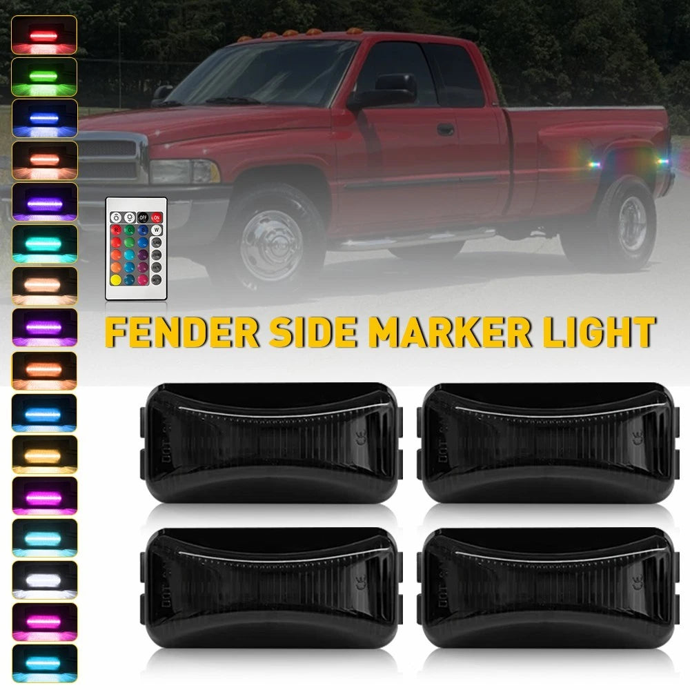 4X RGB LED Waterproof Dually Side Marker Lights for Ford F250 F350 (1984–1996)