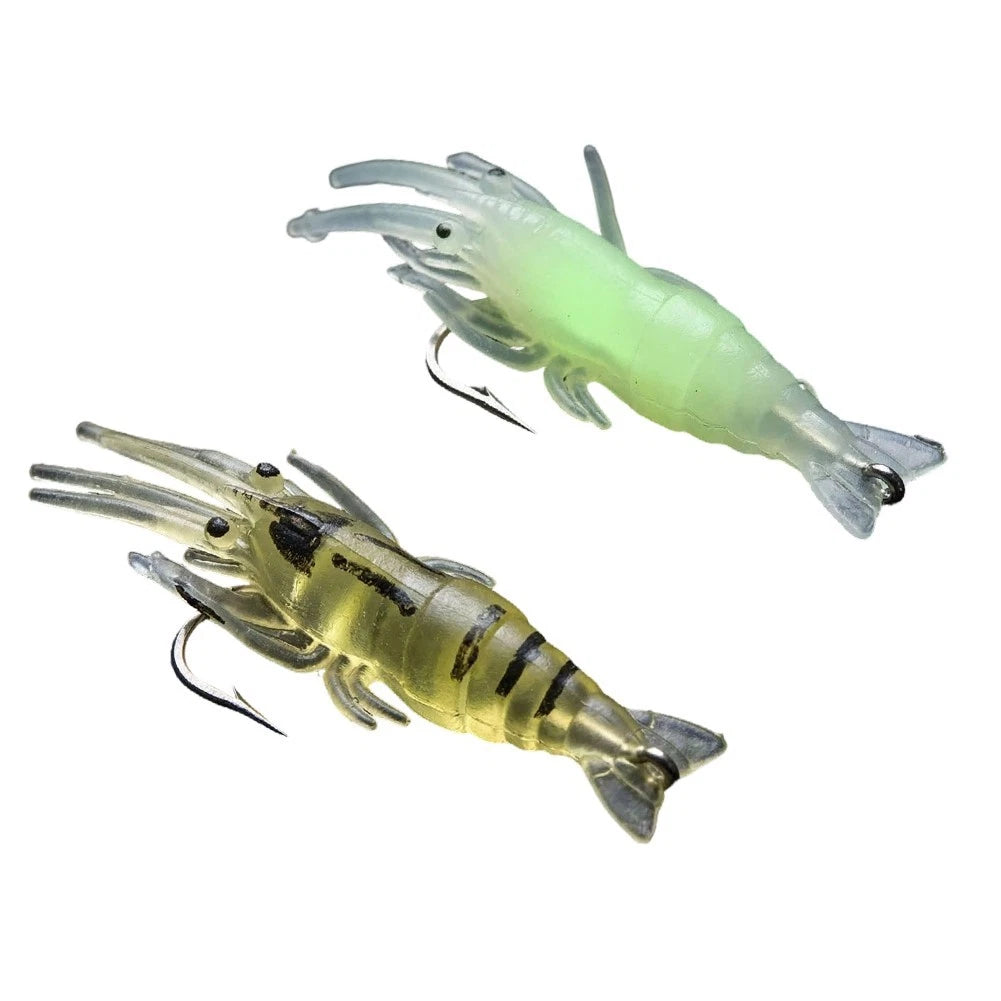 Glow in Dark Shrimp Lure 4cm 1.3g Soft Body with Long Shank Hook