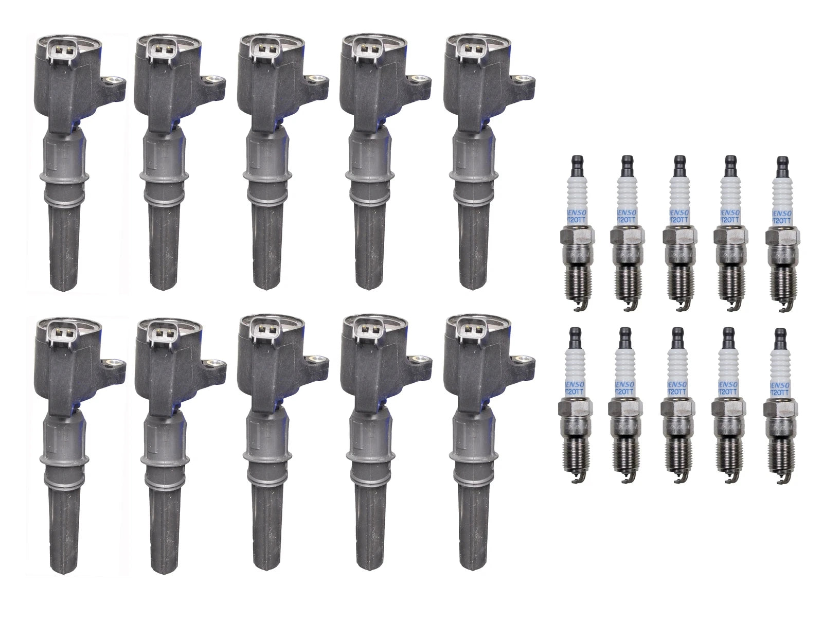 Set of 10 Ignition Coils & Spark Plugs for Ford 6.8L V10 (2000–2008)