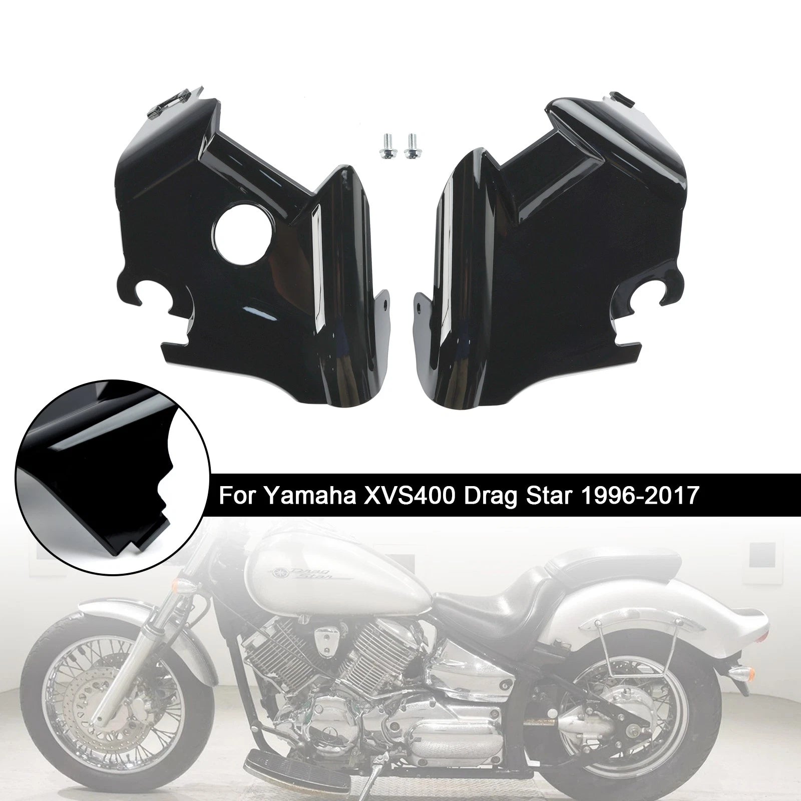 Fork Frame Neck Cover for Yamaha XVS400 XVS650 Drag Star V-Star (1997–2003) Black