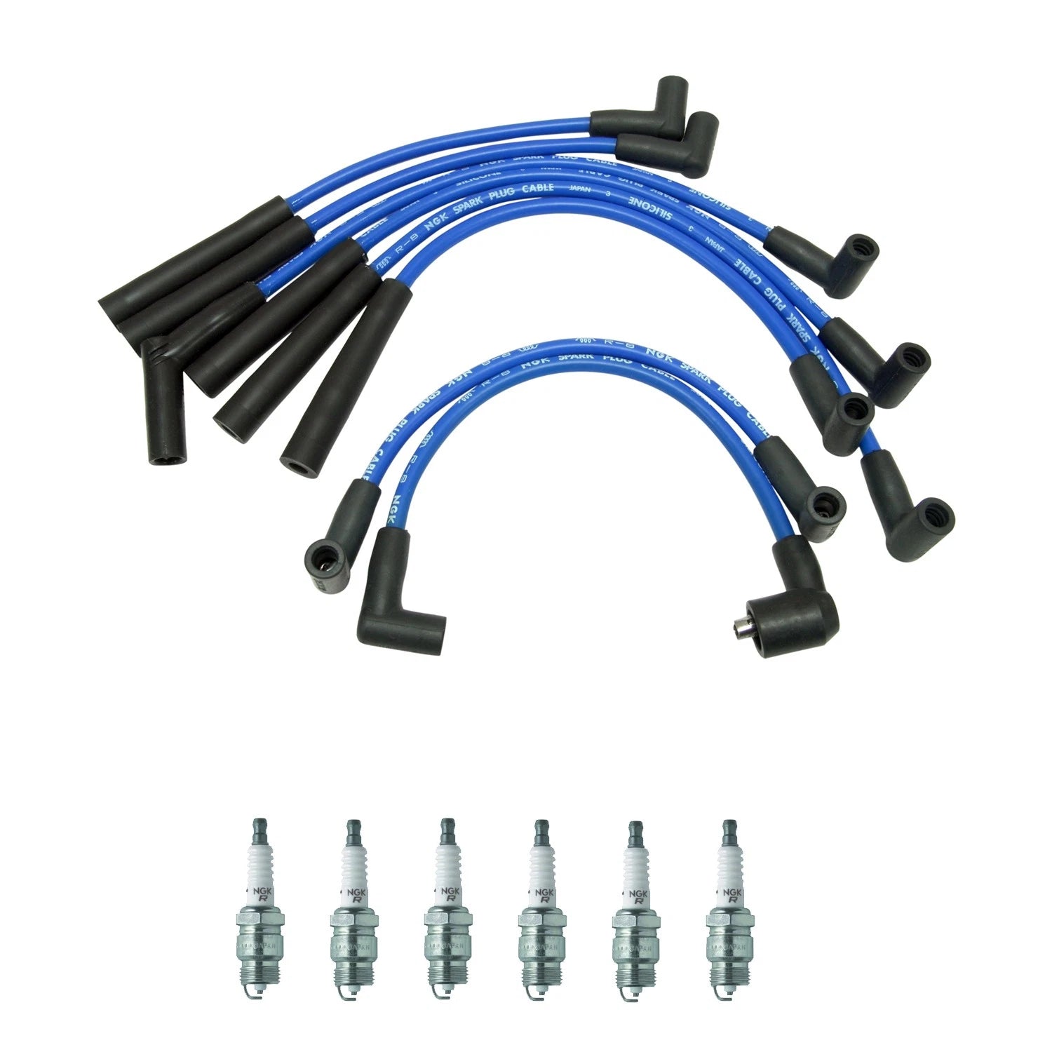 NGK Wire Set & 6 V-Power Spark Plugs for Ford Bronco E-Series F-Series