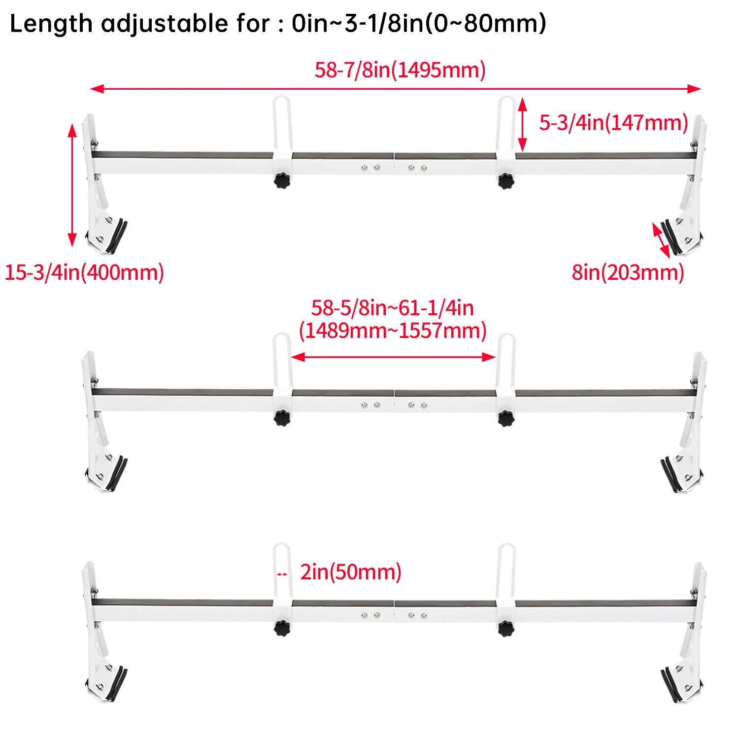 3 Bar Steel Roof Ladder Rack for Chevy Express 2500/3500 (1996–Present)