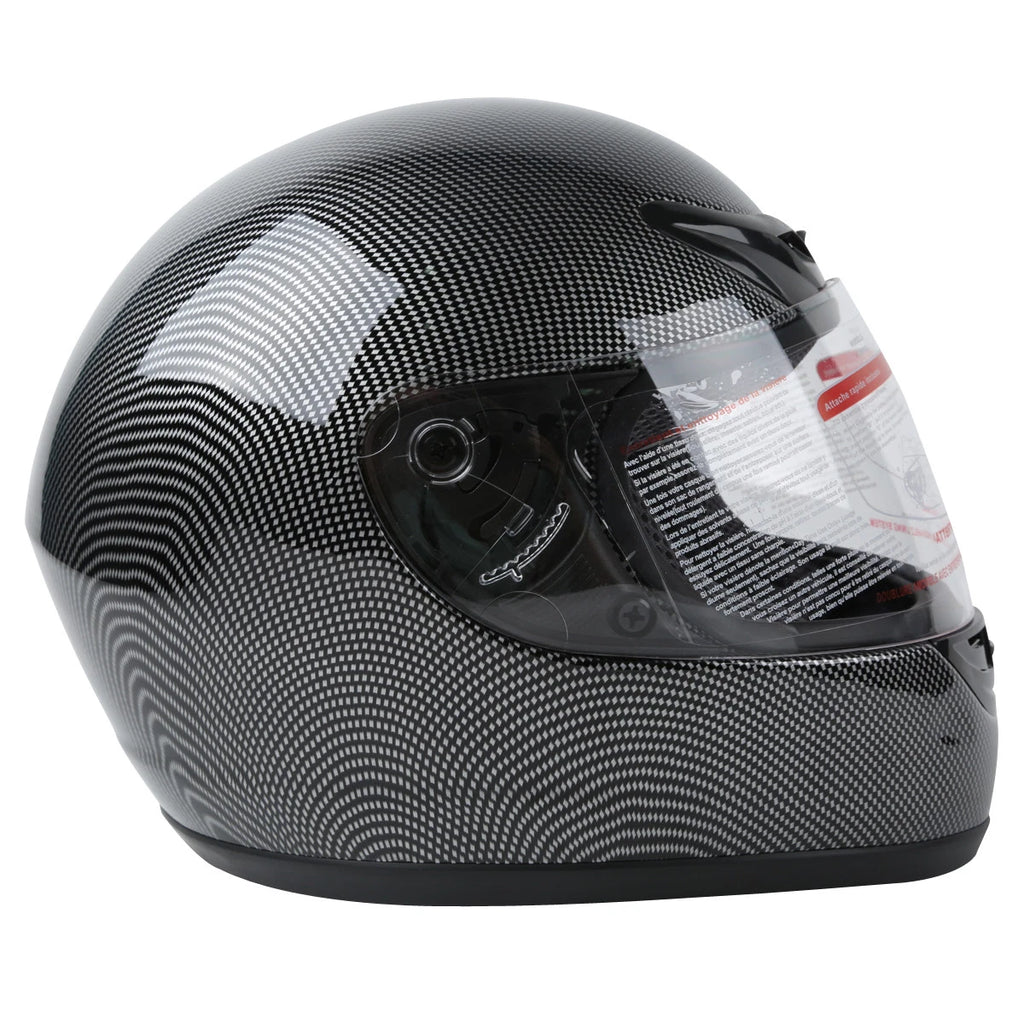 Flip Up Full Face Helmet for DOT Motorcycle (S, M, L, XL) - Black Carbon Fiber