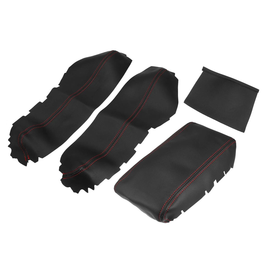 Set of 3 Armrest Covers for Honda Civic (2016–2020) Black Red Line