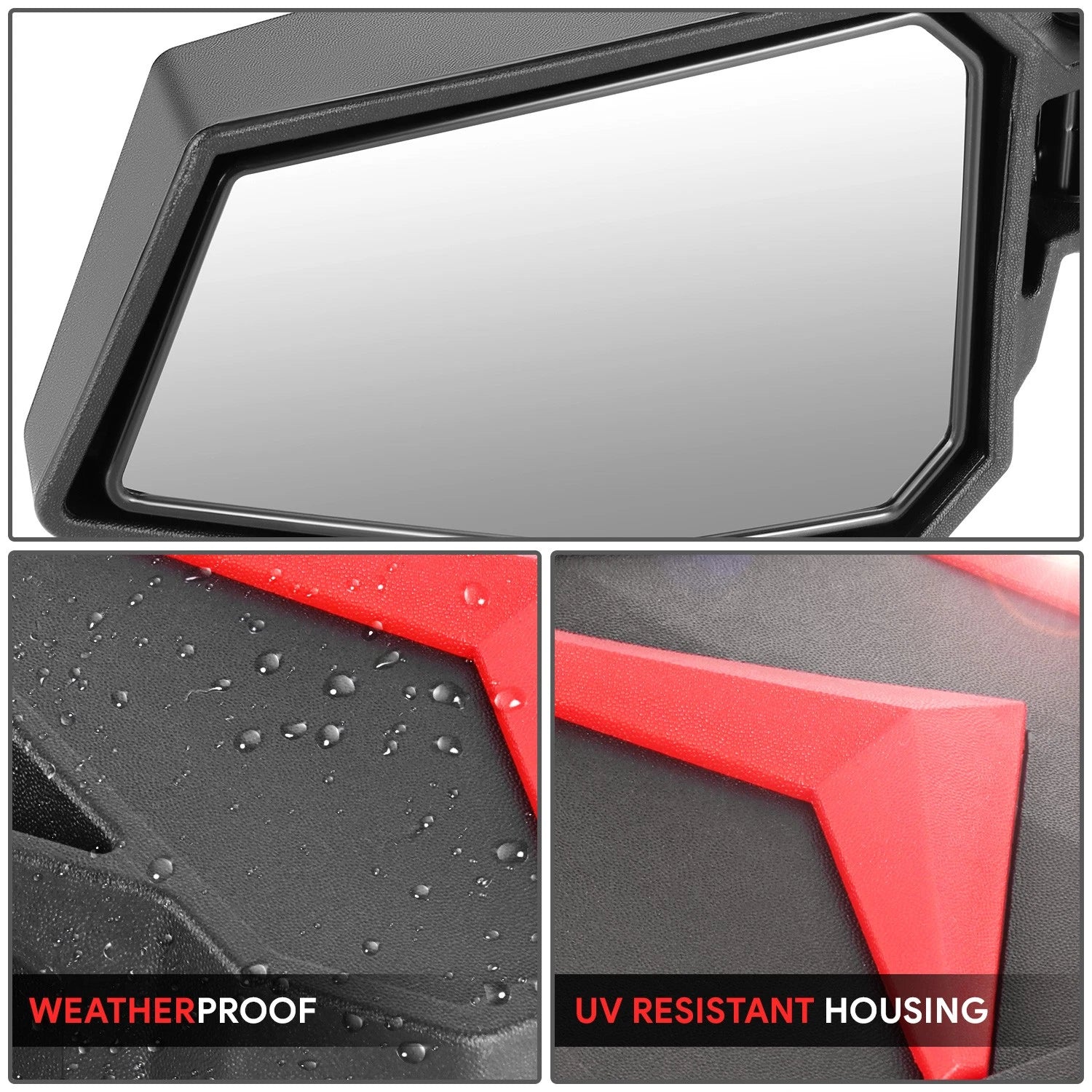 Set of 2 Universal UTV 1.75" 2" Clamp Convex Side View Mirrors