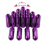 Set of 20 Purple M12x1.5 Extended Aluminum Racing Lug Nuts for Universal