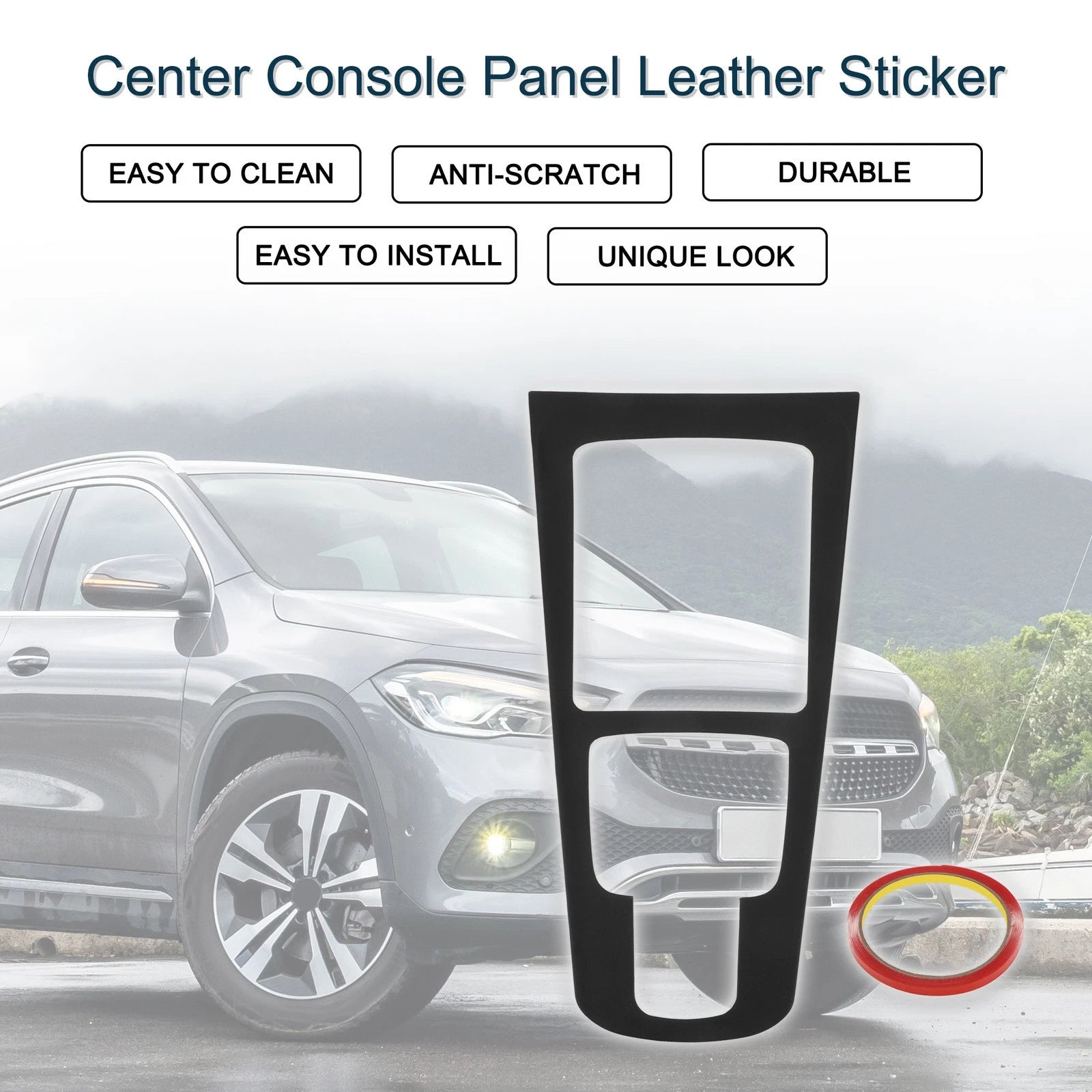 Center Console Panel Sticker for Mercedes-Benz GLA / GLB / EQA (2020–2023) Matte Black