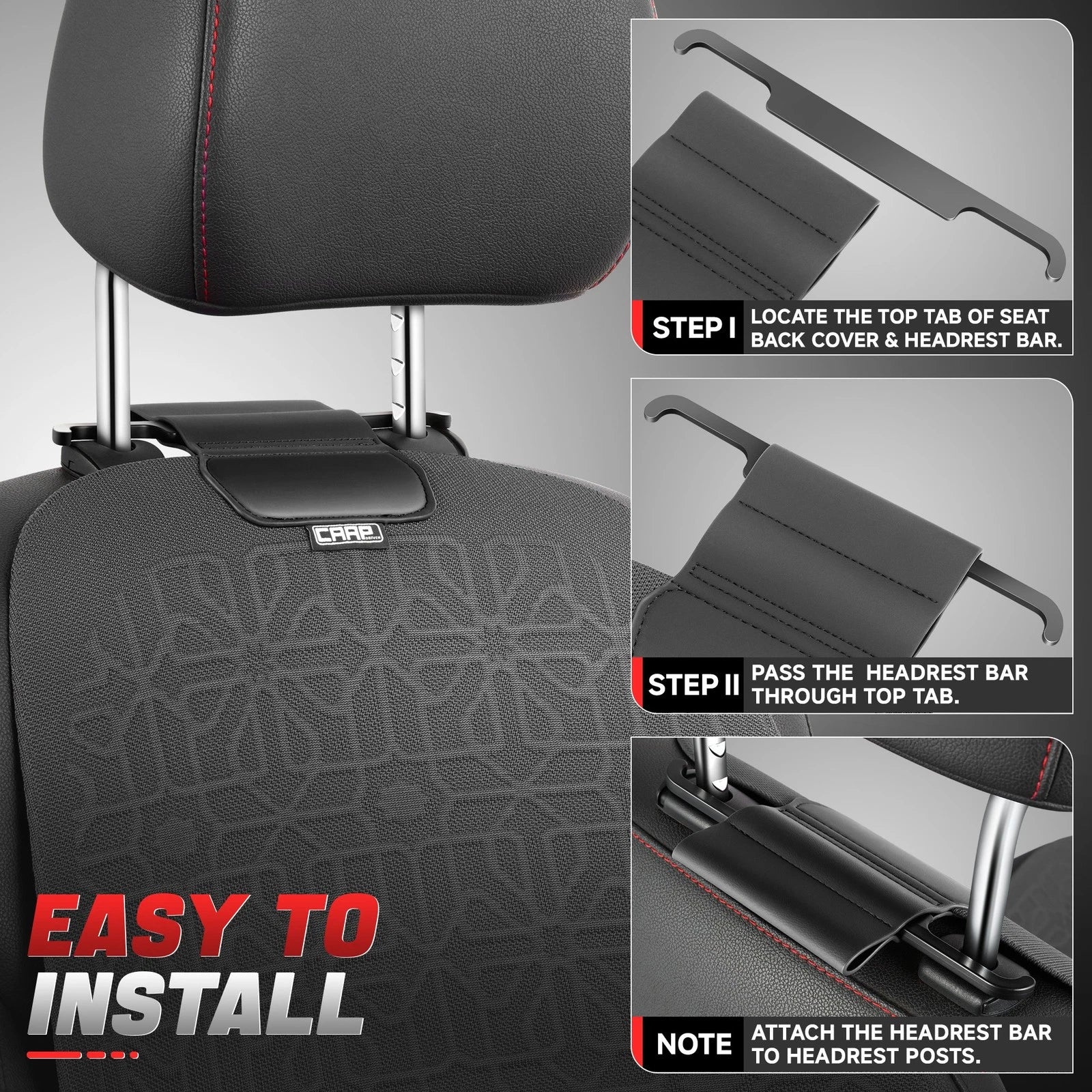 Set of 2 Universal Front Row Seat Covers for Car Truck Grey