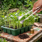 Set of 4 Stainless Steel Plant Transplant Tongs and Tweezers for Gardening