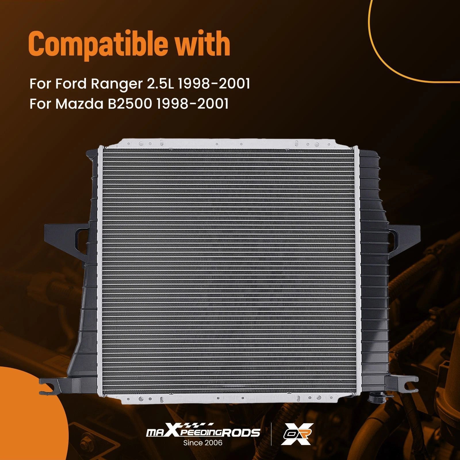 Radiator for Ford Ranger/B2500 2.5L (1998–2001) Cross Flow