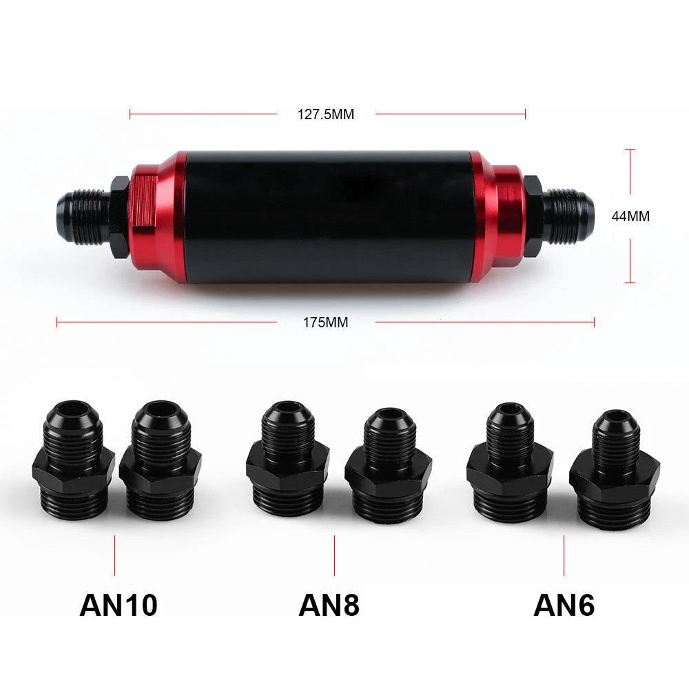 High Flow Turbo Inline Fuel Filter for Aluminum Applications
