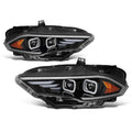 Full LED 3D Light Bar Dual Projector Black Headlights for Ford Mustang (2018–2023)