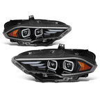 Full LED 3D Light Bar Dual Projector Black Headlights for Ford Mustang (2018–2023)