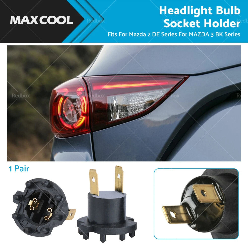 2X Headlight Socket Bulb Holder Adapter for Mazda 2 3 (2003–2014)