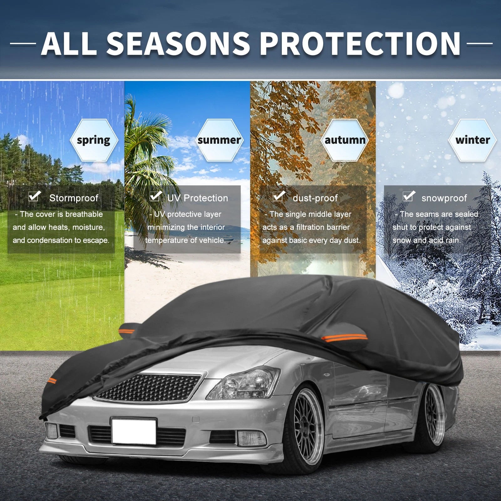Waterproof 210D-PU Car Cover for Toyota Crown Sedan 