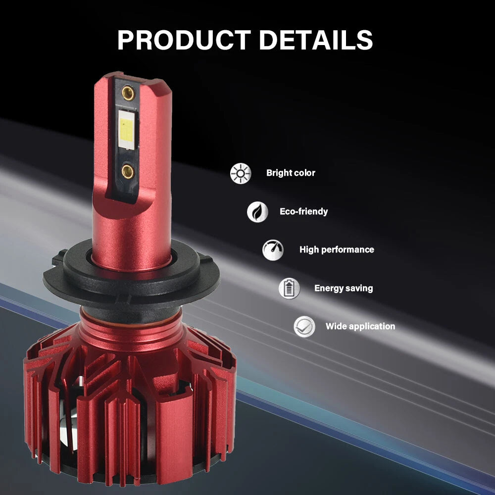 H7 LED Headlight Bulbs for Cars (10000LM, 6000K, 360° Beam)