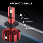 H7 LED Headlight Bulbs for Cars (10000LM, 6000K, 360° Beam)