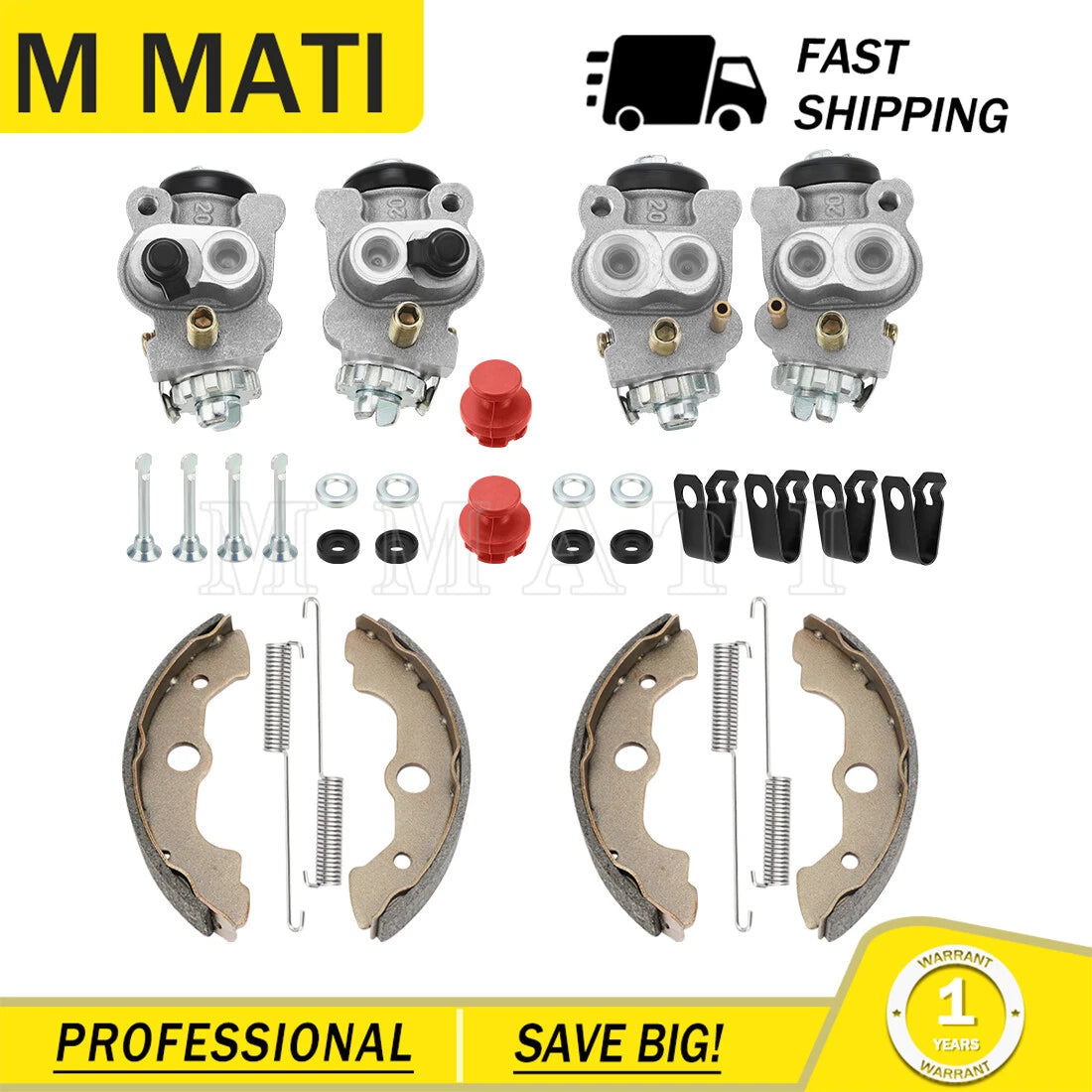 4X Front Brake Wheel Cylinders W/Shoes Pin Set for Honda TRX400FW TRX450 (1995–2004)