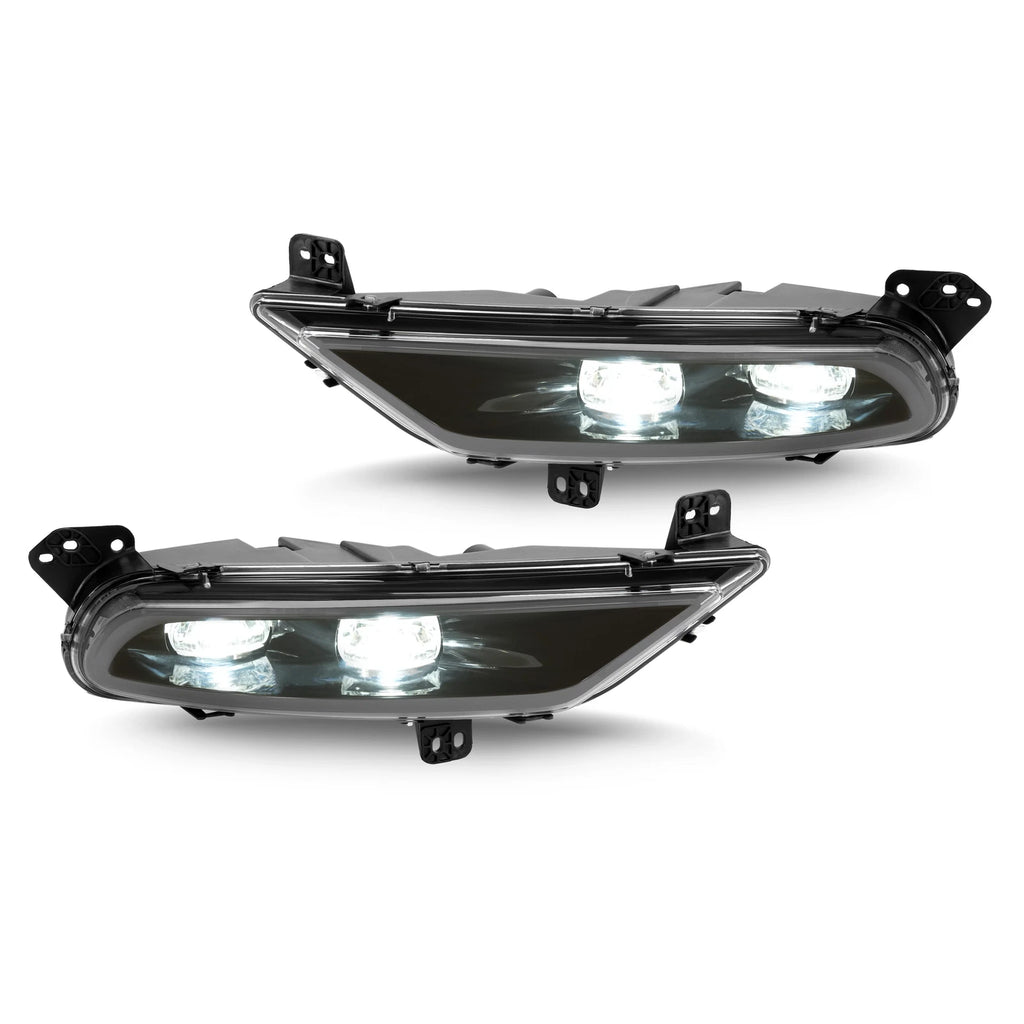 Set of 2 Front Fog Lights Black LED for Chrysler 300 (2015-2024)