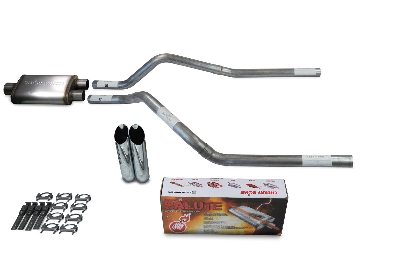 Dual Exhaust Kit for GMC Jimmy (1992–1994) - 2.5" Cherry Bomb Slash Tips