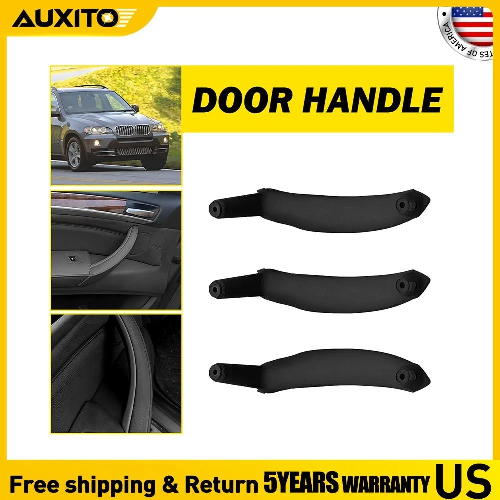 Set of 3 Black Interior Door Handle Pull Cover Trim for BMW X5 E70 (2009–2013)