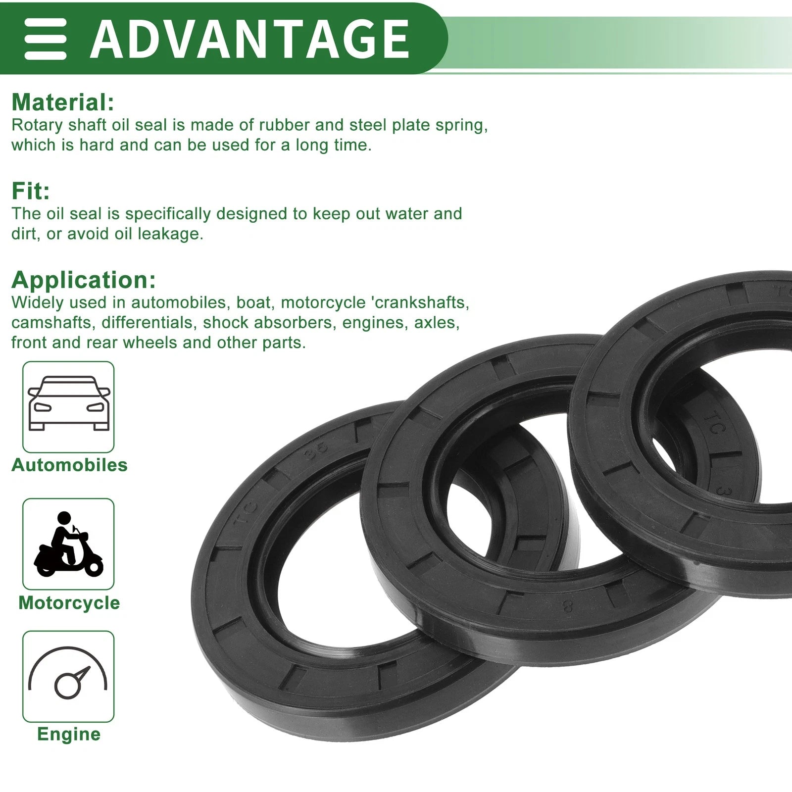 Set of 5 Oil Seal Rotary Shaft Seal NBR Rubber 35x58x8mm