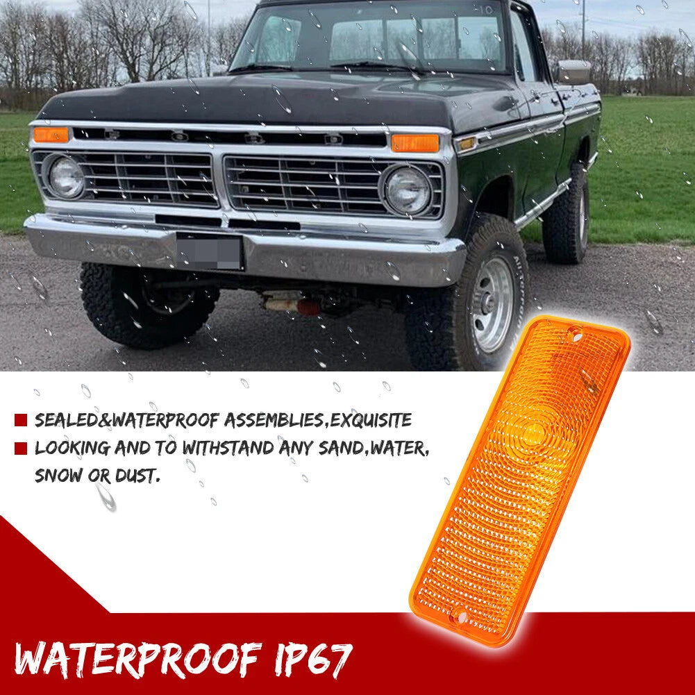 2X Amber Front Turn Signal Light Lenses for Ford F-100 (1974–1977)