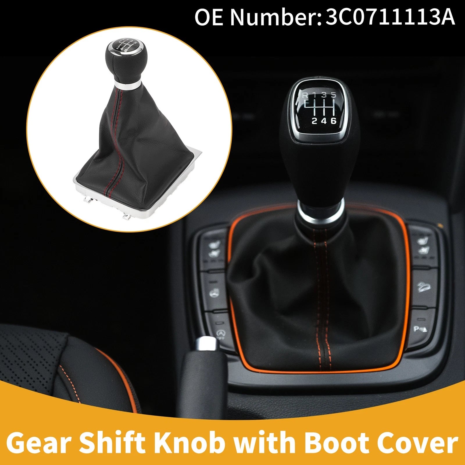 6 Speed Gear Shifter Knob with Cover No. 3C0711113A for VW Passat (2006–2010)