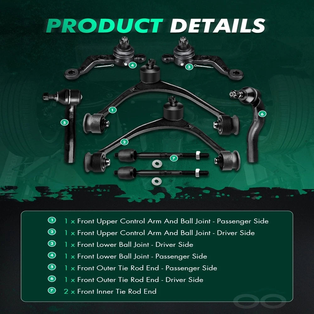 8Pc Front Suspension Kit Control Arms Tie Rods for Lexus GS300 GS400 GS430 SC430 (1998–2005)