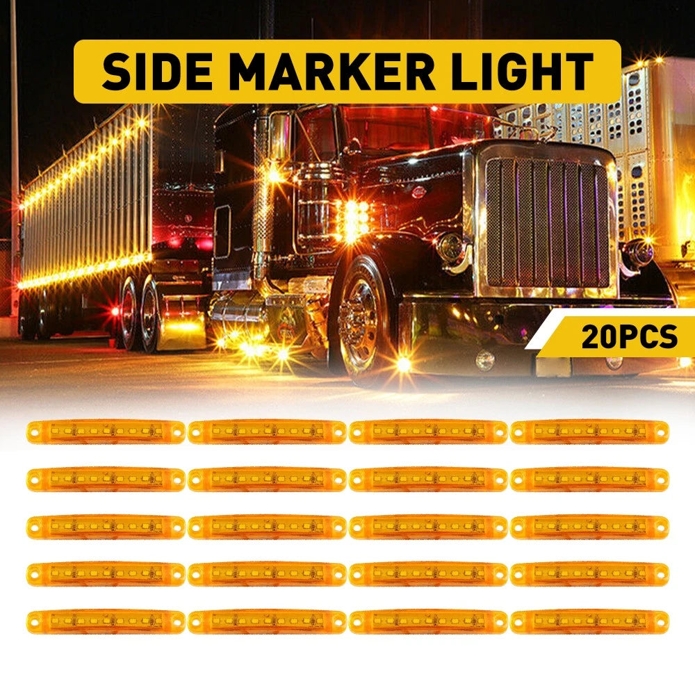20x LED Amber Side Marker Lights for Truck Trailer (Waterproof)