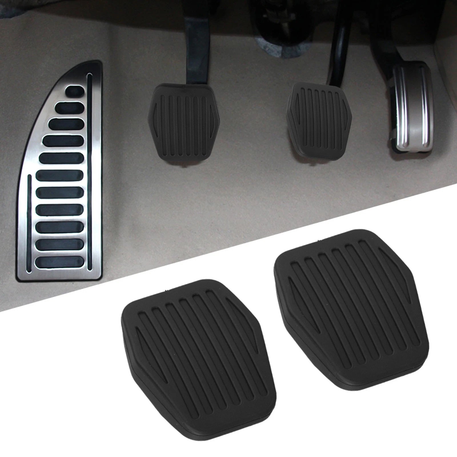 Brake Clutch Pedal Pad Set of 2 for Car (2022) Black Rubber